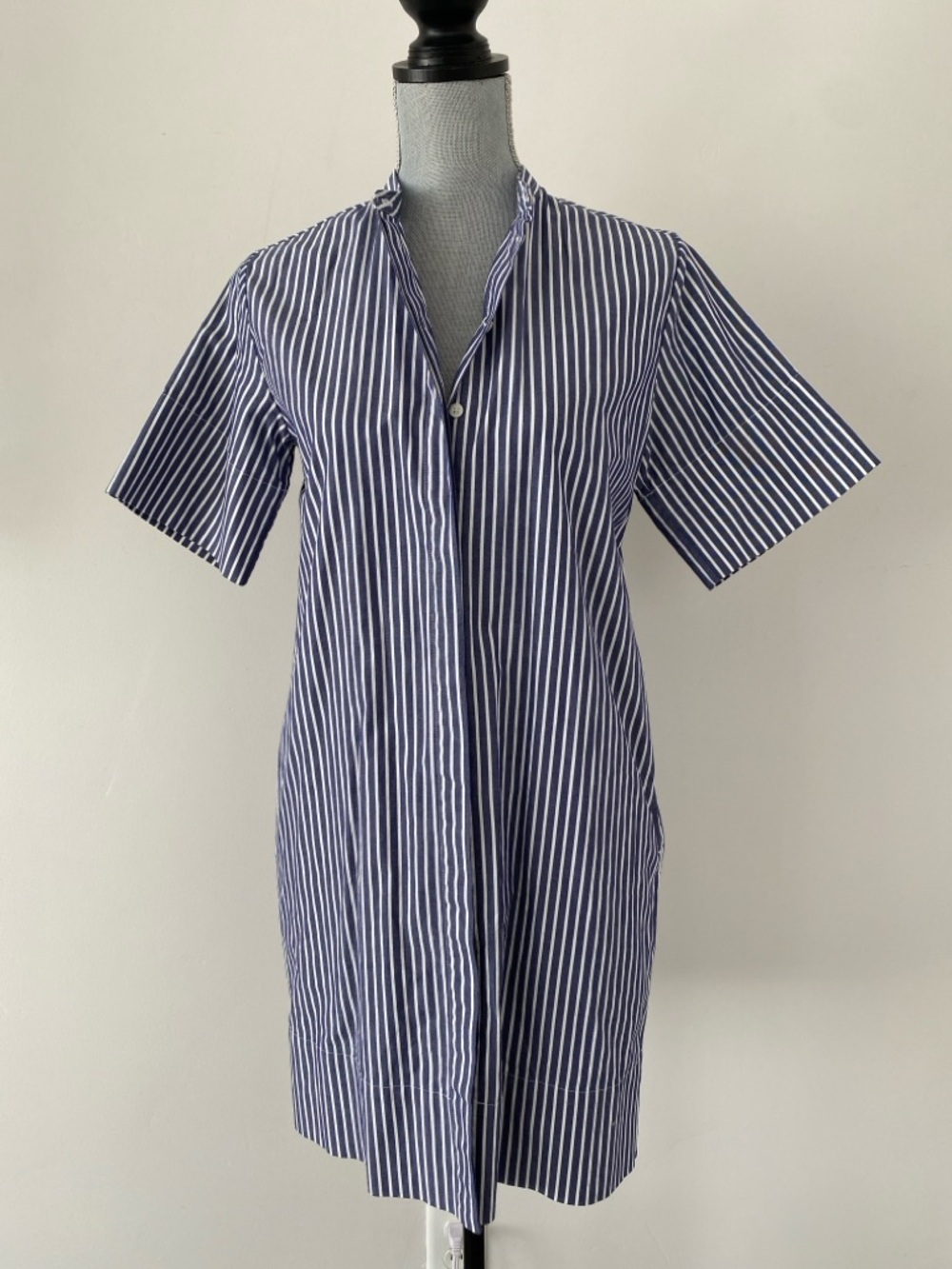 Everlane Navy & White Stripe Mini Shirt Dress Sz 0 Effortlessly Chic *No Belt - Picture 4 of 11
